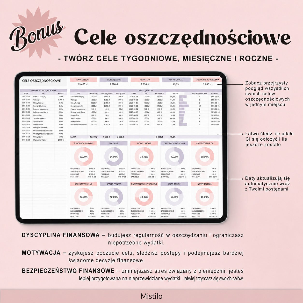 Planer finansowy Excel + Google Sheets