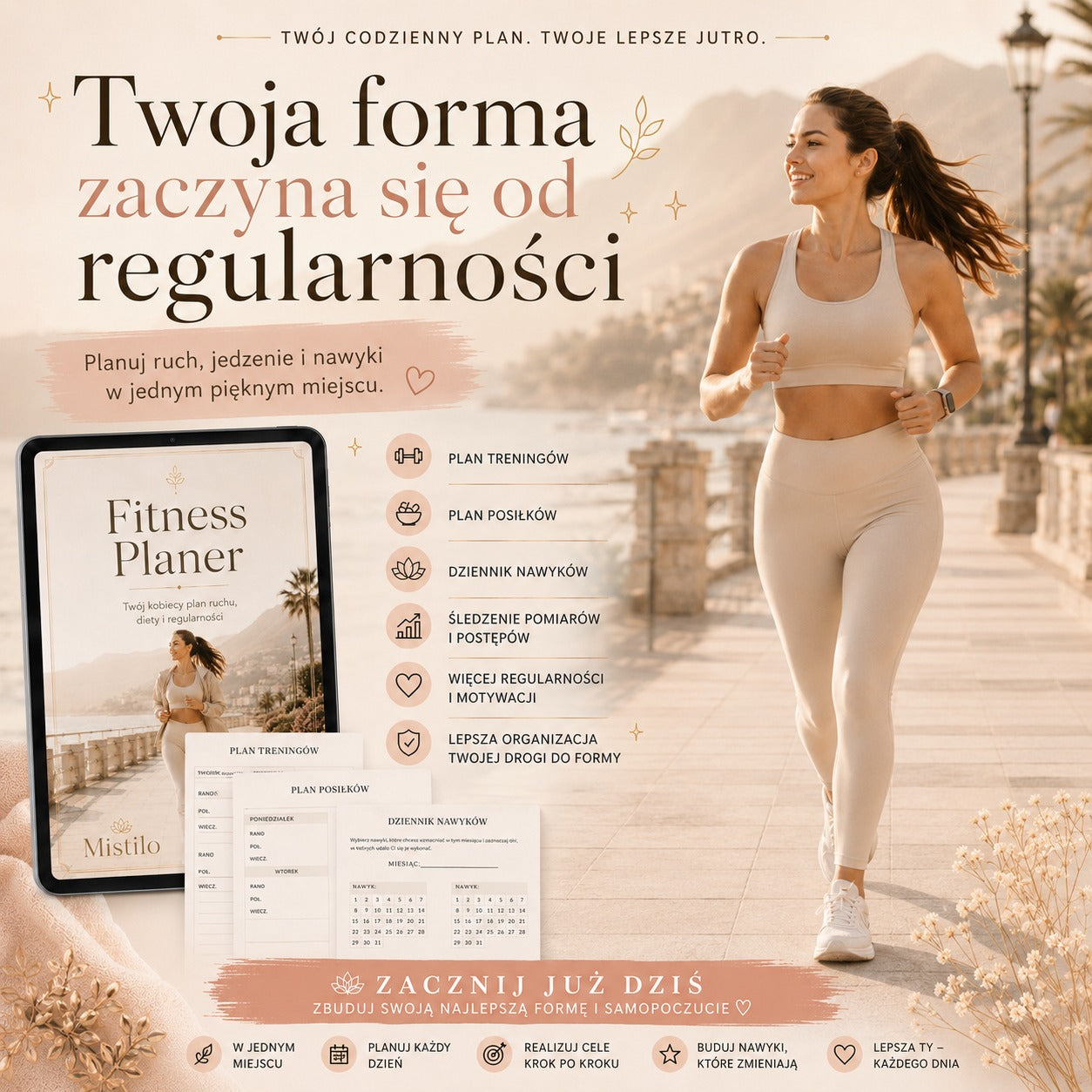 Kompletny planer ruchu, diety, pomiarów i codziennych nawyków